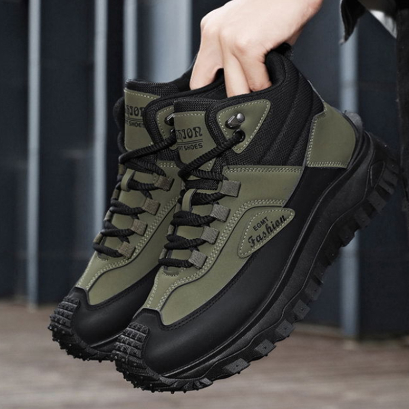 Outdoor Rug Waterproof - Sepatu Hiking Pria Hitam Putih Mid
